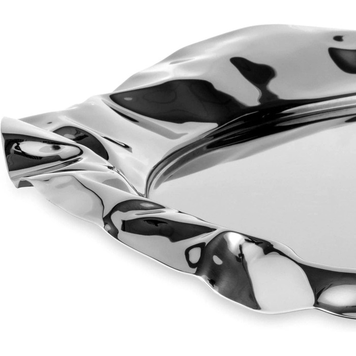 Alessi 90039 Round Tray, Stainless Steel, Silver, 7 x 44.5 x 14.5 cm, Units, 1.0