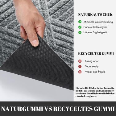 Килимок для дому та вулиці Yimobra - антиковзаючий, миючий, вологостійкий, 75 x 43 см, чорно-сірий