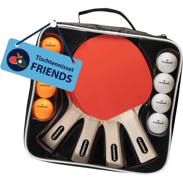Набір для настільного тенісу Hudora Friends: 4 ракетки та 8 м'ячів - комплект для гри