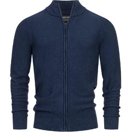 Чоловічий кардиган Indicode INWestmoon з коміром-стійкою | Тонкий в'язаний кардиган з бавовняної суміші (3XL, Navy)