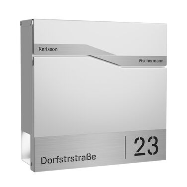 Поштова скринька біла з газетницею TRELLEBORG (RAL 9016), персоналізована, з цинкової сталі з іменем сім'ї, вулицею та номером будинку + комплект для монтажу (2 прізвища + вулиця + номер)