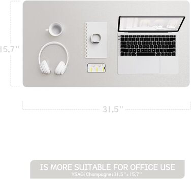 Офісний килимок для миші та столу YSAGi зі шкіри та антиковзким замшем, 90x43 см (Колір: Шампань)