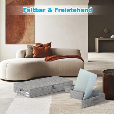 Коробки для зберігання під ліжко з кришкою, 12 см, 4 шт. Складані контейнери для одягу, ковдр та постільної білизни (Сірий)