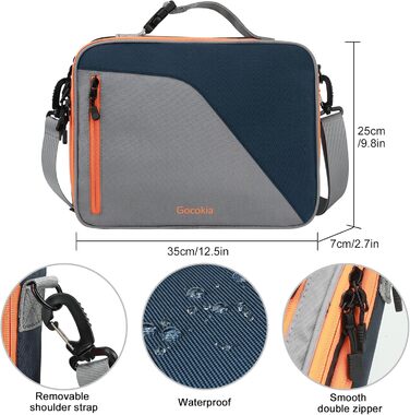 Gocokia Double Layer Travel Cable Organizer Bag with Shoulder Strap, 27 Game Storage Pockets for Switches, Electronic Storage Bag for 29.6 cm