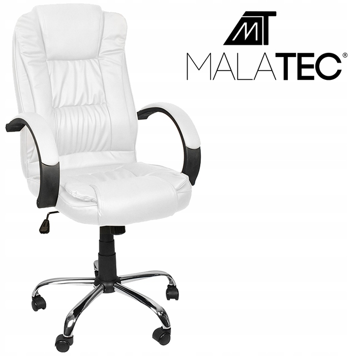 Офісне крісло Malatec обертове, біле, екошкіра, з регулюванням висоти