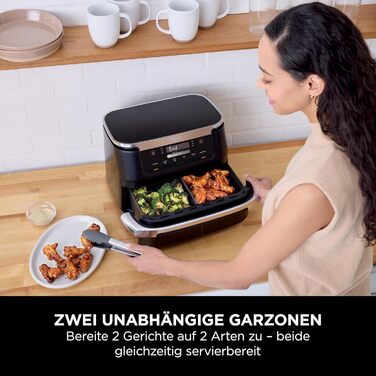 Фритюрниця Ninja FlexDrawer Air Fryer 6.6л, чорна, 6-в-1, без олії, Dual Zone, AF550EU