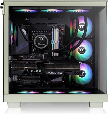 Корпус Thermaltake TG ARGB ATX Mid-Tower View 380 XL Wood (Matcha Green) з 4 вентиляторами ARGB, USB-C, підтримка радіатора 360mm