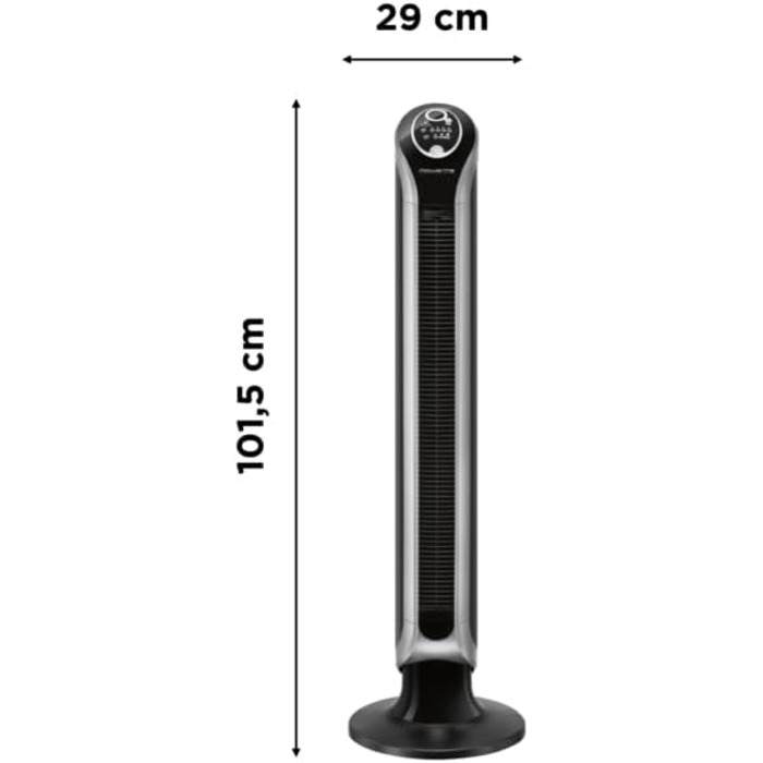 Турбовентилятор Rowenta Eole Infinite VU6670: 3 швидкості, таймер 8 год, пульт, автовимкнення, чорний, для дому