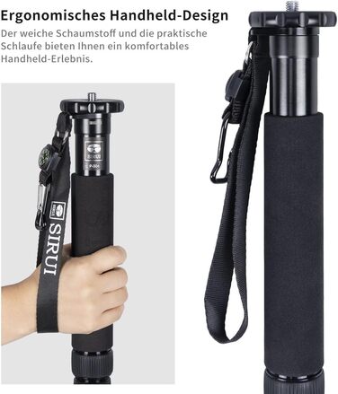 Штатив-монопод SIRUI P-306 для камери: легкий, компактний, алюміній, 6 секцій, до 155 см, 8 кг