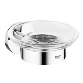 Тримач для мильниці GROHE Essentials, скло та метал, приховане кріплення, круглий, хром, 40444001