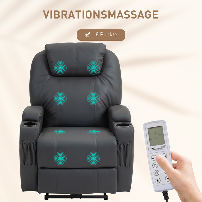HOMCOM Recliner with Massage Function, Electric TV Recliner with Lie-Flat Function, Massage Chair with Remote Control, Cup Holder | Aosom