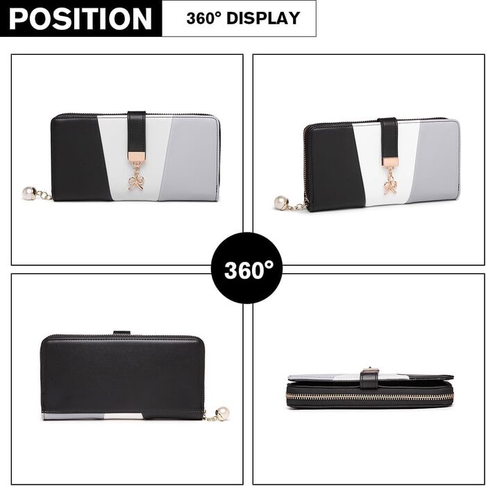 Сумка жіноча Miss Lulu середнього розміру з PU шкіри, сіра+чорна, з плечовим ремінцем для офісу, школи, подорожей та покупок