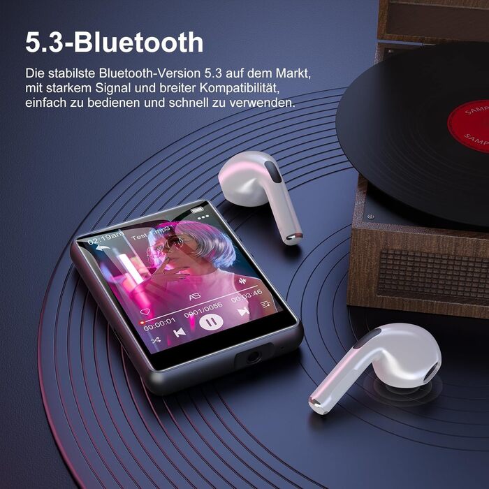 MP3 плеєр SWOFY 128GB Bluetooth 5.3, 2.4