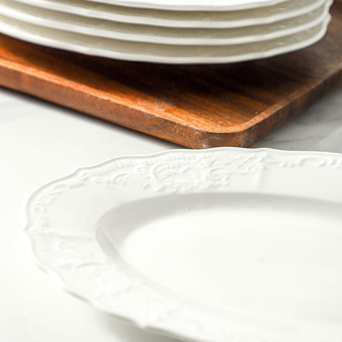 Набір сервіровочних тарілок UIBFCWN, 8 штук, порцеляна, білі, 25,4 x 15,2 см. Ідеально для десертів, суші, закусок, салатів та тортів.