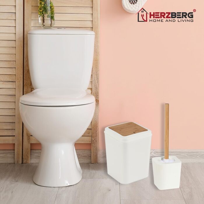 Набір для ванної кімнати Herzberg HG04449 з бамбука, 6 предметів, сучасний дизайн, екологічний, салатовий колір