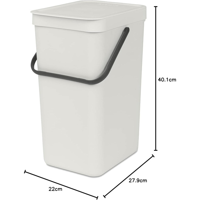 Сміттєвий кошик Brabantia Sort & Go з кришкою, 16 л, Jade Green (світло-зелений) — компактний контейнер для сортування відходів та тари