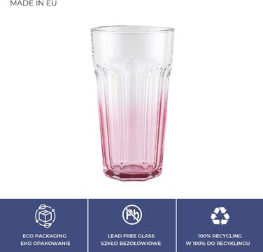 TREND FOR HOME Gigi Secret Pastels Large Drinking Glasses 630 ml, Set of 6 Cocktail Glasses, XXL Long Drink Glasses, Dishwasher Safe, Perfect for Home
