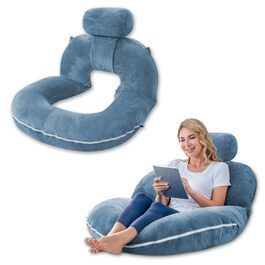 INSEN Подушка для читання, спинка для сидіння в ліжку, для читання, відпочинку, для медсестер та дітей, подушка для преса в ліжку, блакитна