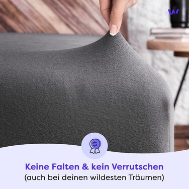 Wolkenfeld Box Spring Bed Fitted Sheet 180x200cm up to 200x220cm - up to 40cm Mattress Height - Premium Cotton Bed Sheet 180x200 | 180x220 | 200x200 for Box Spring and Water Beds - Anthracite