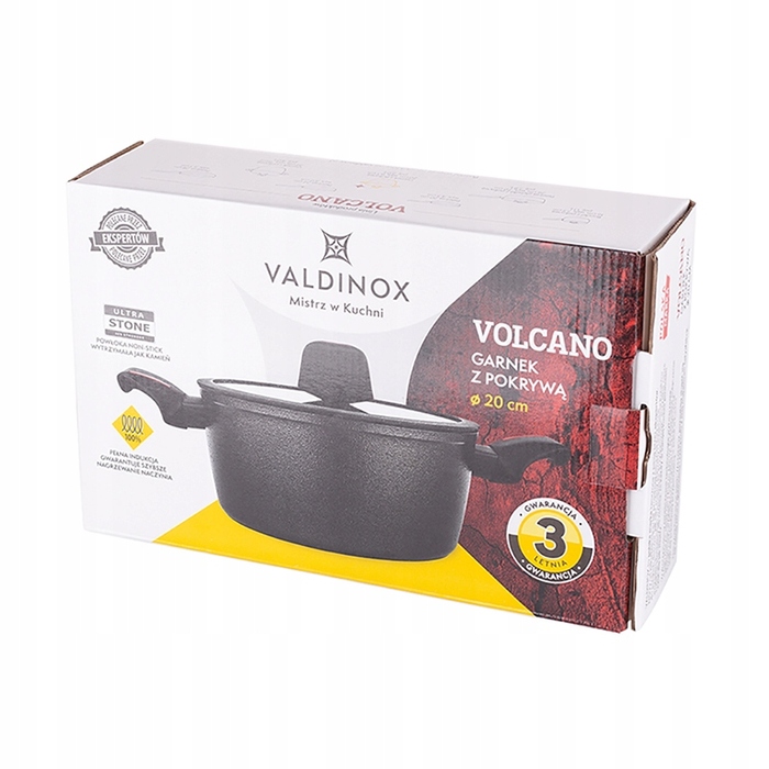 Каструля традиційна Valdinox Volcano 20 см, 2,0 л, чорна, з антипригарним покриттям