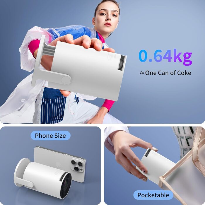 YOTON Y4 Mini Beamer: Smart проєктор з Android TV, 1080P, WiFi, Bluetooth, авто-корекція, для домашнього кінотеатру, сумісний з Phone/PC/Mac/Switch (Білий)