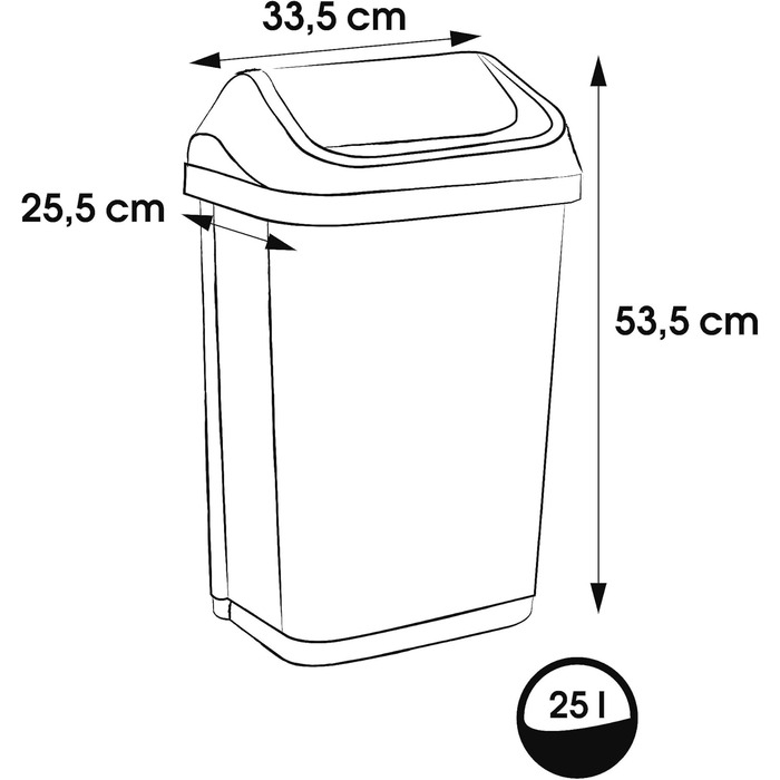 Відро для сміття Keeeper з кришкою-маятником, 25 л, Swantje, сірий графіт