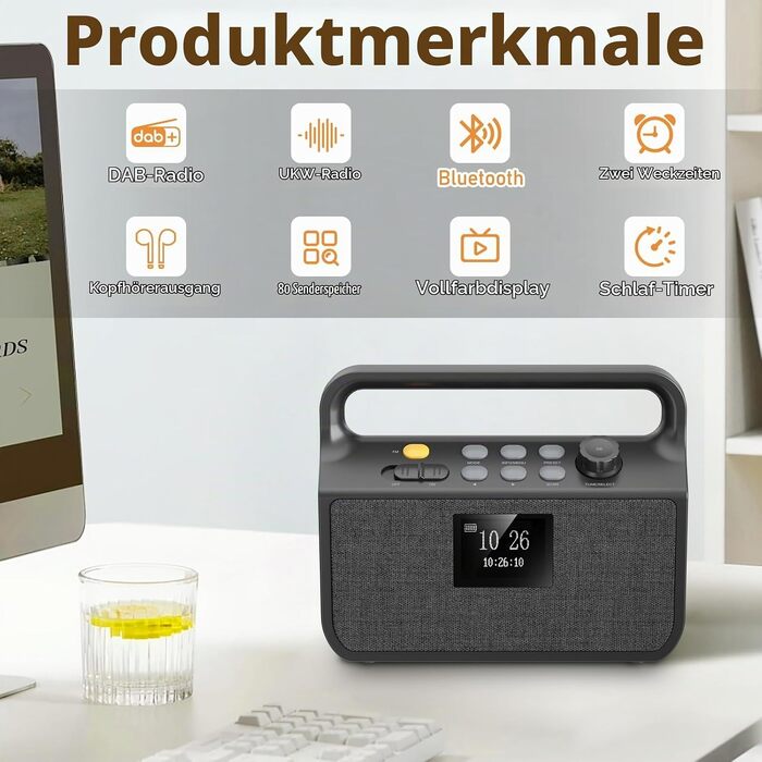 Портативний Bluetooth радіоприймач з DAB/FM, потужний Power Bank 20000mAh, TFT-екраном, TF-картою та AUX — універсальне аварійне радіо для кемпінгу та відпочинку на природі