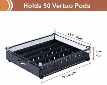 Тримач для капсул Nespresso Vertuo Rice Rat, 50 капсул, чорний, скляний каркас