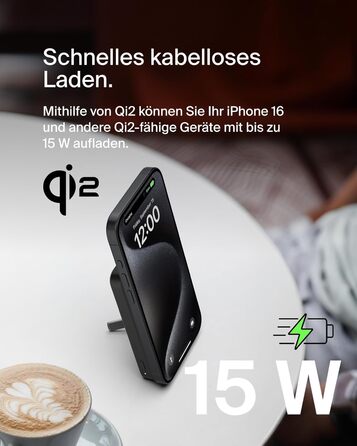 Belkin BoostCharge Pro Powerbank 5000mAh з Qi2 та MagSafe, чорний. Портативний зарядний пристрій з вбудованим підсвіткою, сумісний з iPhone 17, iPhone Air, iPhone 16, 15, 14, Pixel та ін.