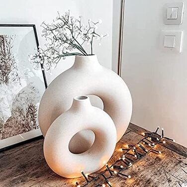 Набір ваз для декору з кераміки - 2 шт. (білі) для сухоцвітів, Pampas Grass, подарунок, інтер'єр