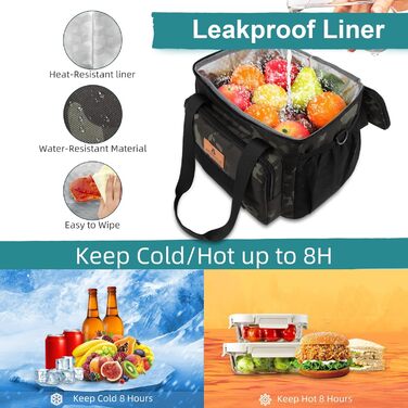 Тактична ланч-сумка HSHRISH, 12L, чорний камуфляж – велика ізольована сумка для їжі для чоловіків, дорослих, для роботи, пікніків