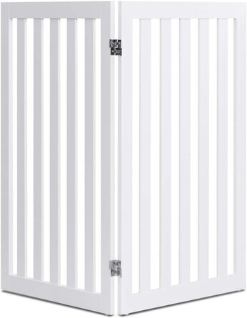 Захисний бар'єр для собак COSTWAY 89 см, 4 панелі, дерев'яний, дитячий, розкладний, захист від сходів, гнучкий, білий