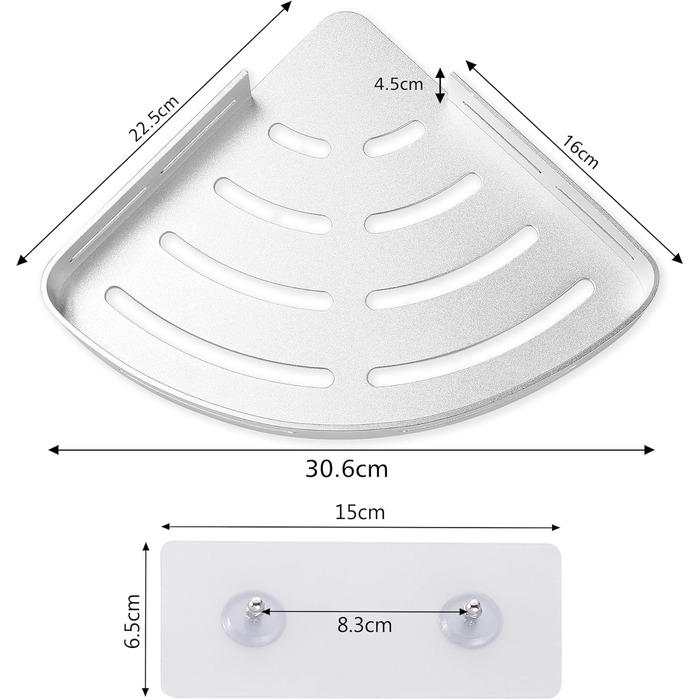 GRICOL Shower Caddy Corner Shelf Shower Shelf No Drilling Metal with 4 Hooks Shower Storage Bathroom Shelf with Adhesive Bathroom Shelf for Bathroom and Kitchen 2 Tiers Silver