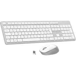 Бездротовий комплект клавіатури та миші Leadsail K786 з цифровою клавіатурою QWERTZ (німецька) - тиха клавіатура, 2.4 GHz, USB Nano приймач для ПК/ноутбука (сірий)