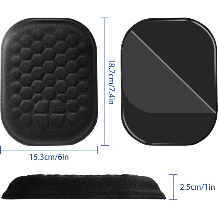 Підставка для зап'ястя Gimars під клавіатуру та мишу з memory foam, чорна