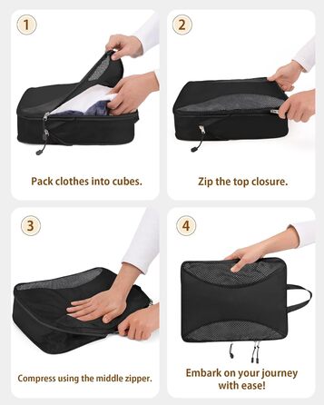 Органайзери для валізи Anjing Compression Cubes - 10 шт., компресійні кишені для подорожей, сірий колір