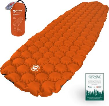 Ультралегка надувна туристична ізомат для кемпінгу Ecotek Outdoors Hybern8, контурний дизайн FlexCell, для рюкзачних походів, спальників і гамаків