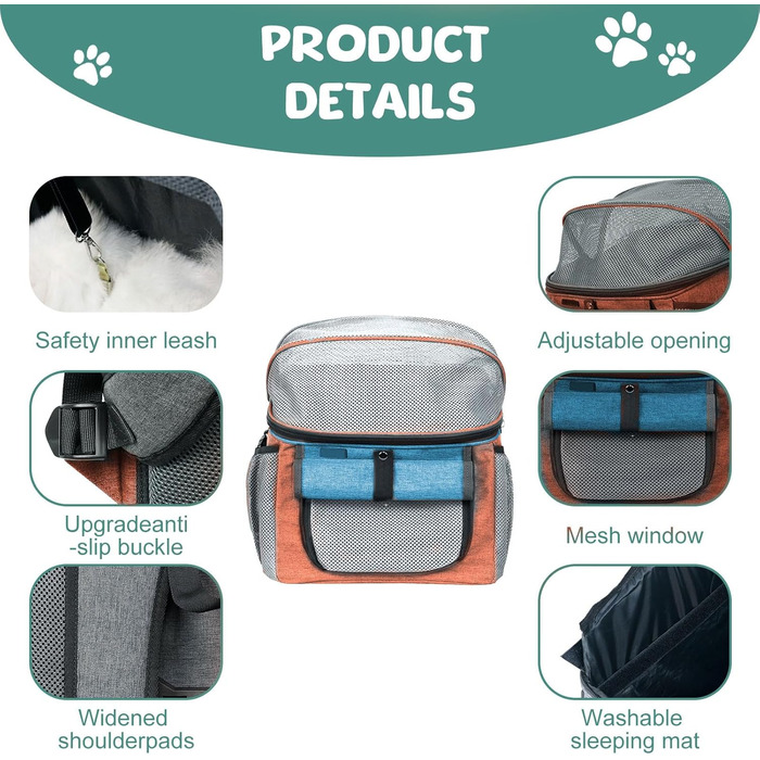 Фарбований кошик для собак, сумка для домашніх тварин на велосипед, складаний велосипедний кошик для собак 2 в 1, рюкзак для собак з адаптером для керма для маленьких домашніх тварин (максимальне навантаження 5 кг) (Помаранчевий)