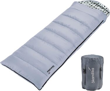 Спальний мішок Skandika Iceland Single: теплий, бавовняний, для кемпінгу, 220x80 см, 3 сезони, для дорослих, XXL, блакитний