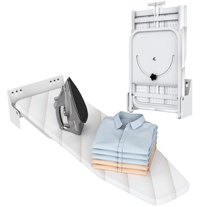 Відкидна гладильна дошка uyoyous 95x33 см з термостійким покриттям, компактна, поворотна на 180°, міцна, для дому, біла