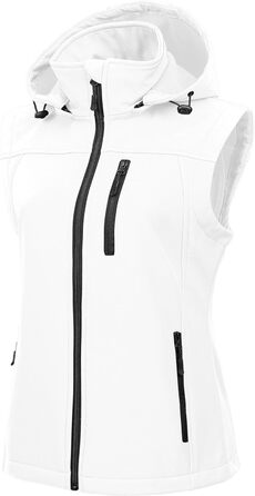 Жіноча софтшеллова жилетка CREATMO US, вітрозахисна куртка без рукавів з капюшоном (XL, білий/квітковий принт)