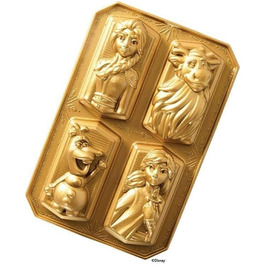 Nordic Ware Baking Pan, Cake Pan, Disney Frozen, gold, 4 different characters, aluminum, non-stick, NW 94378
