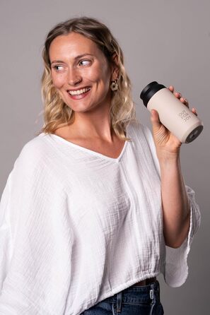 Термокружка з нержавіючої сталі 350 мл | Термокружка для кави та чаю з собою | З подвійними стінками, ізольована, не протікає | Travel Tumbler | Зберігає тепло 4 години / холод 8 годин (Бежевий, Ivory)