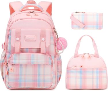 Рюкзак для дівчаток: стильний шкільний рюкзак з великою місткістю (рожевий, 3-в-1)