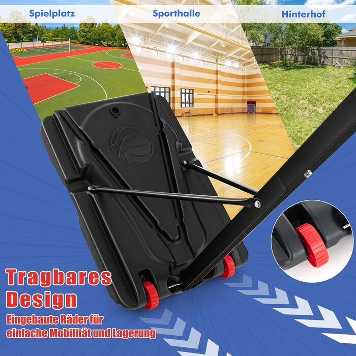 COSTWAY Adjustable Height Basketball Stand - Outdoor Basketball Hoop with Stand & Wheels, Weighted Base, Mobile Basketball System for Kids & Teens - Includes Ball & Pump