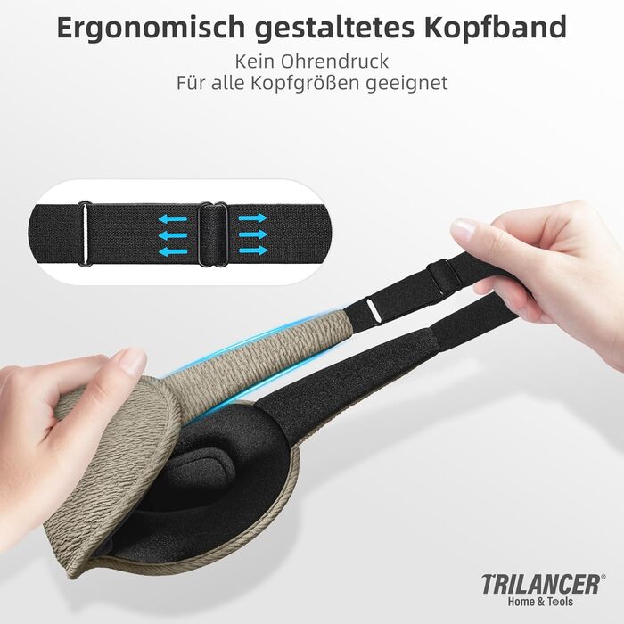 Маска для сну Trilancer з блокуванням світла 99.99%, 3D дизайн, для чоловіків та жінок, комфортна для бічних схилів, для сну, медитації, подорожей та дому (колір: коричневий)