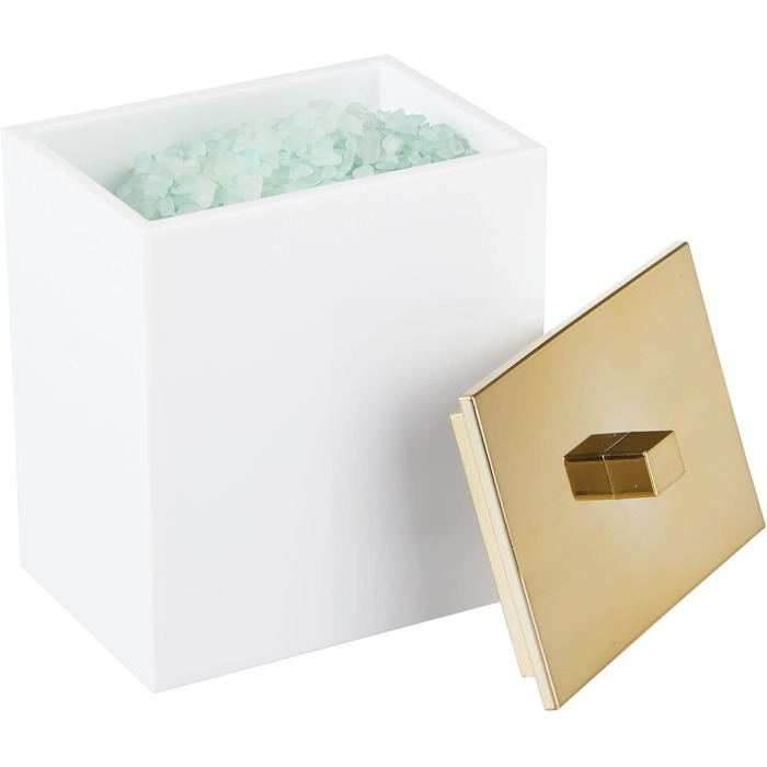 Набір ватних дисків та контейнер для ватних паличок mDesign - сучасне скло для зберігання з кришкою, аксесуар для ванної кімнати, пластик, прозорий/рожеве золото