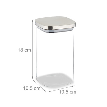 Relaxdays Set of 3 Storage Jars with Lid, 1200 ml