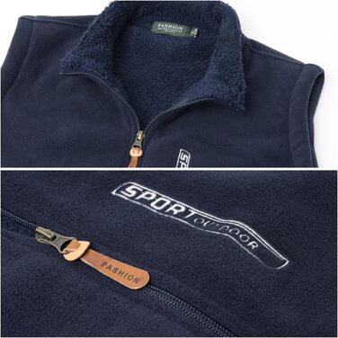 Чоловічий флісовий жилет з високим коміром для активного відпочинку, теплий зимовий жилет, чоловічий жилет з кишенями на блискавці, з підкладкою (синій, 3XL)