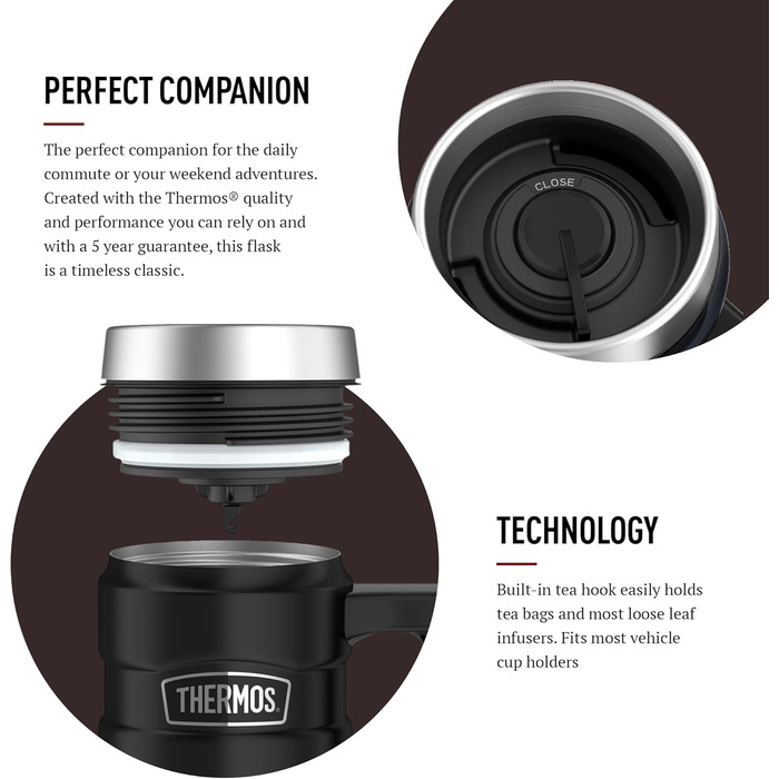 Термос König Travel Mug з нержавіючої сталі - Матовий Чорний (470 мл)